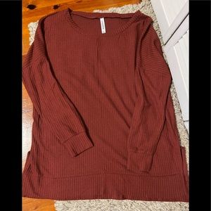 Zenana Outfitters soft Waffle knit Tunic Sweater size L